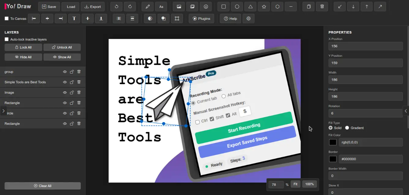 Yo! Draw Interface showing design and animation features